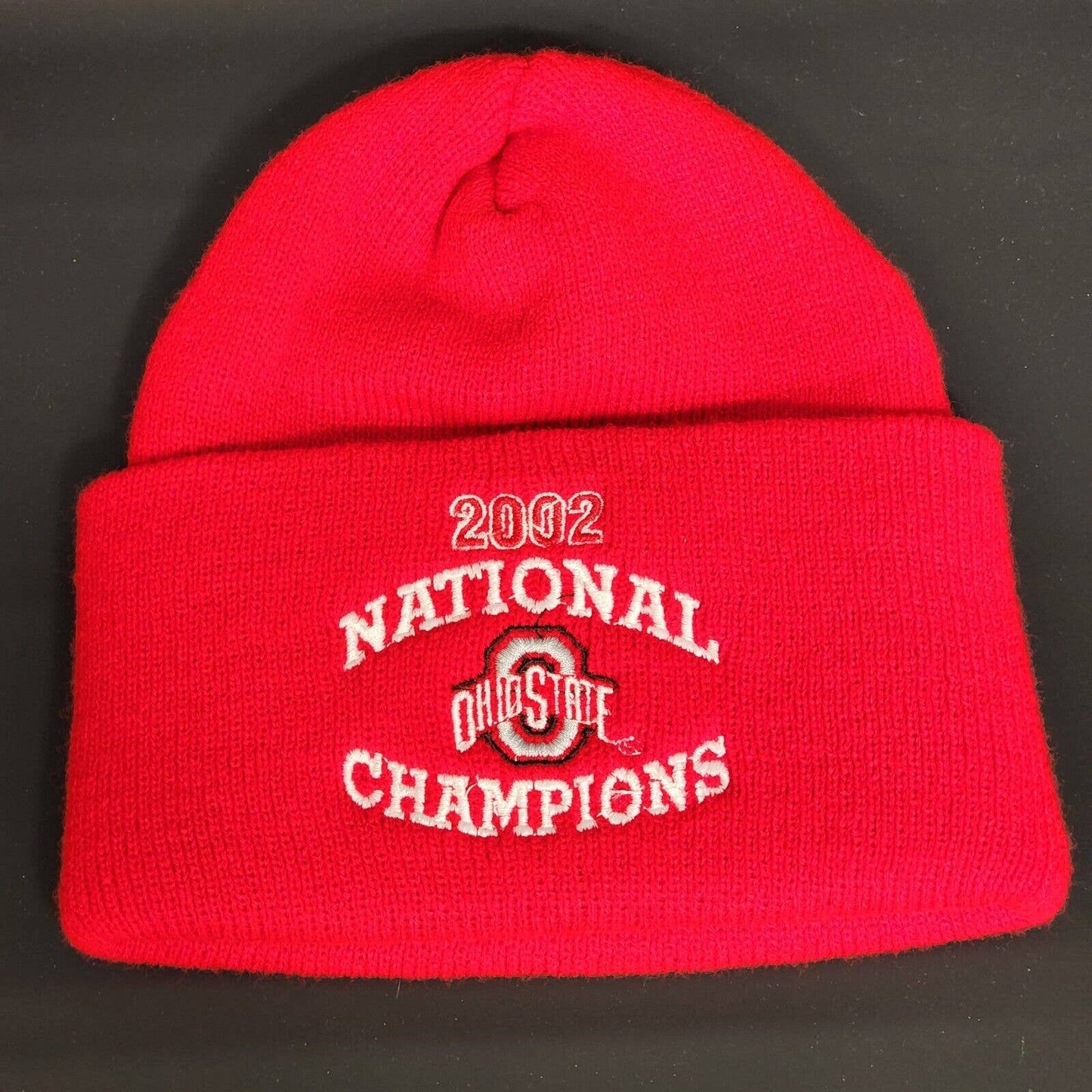 Ohio State Buckeyes 2002 Football National Champions Cuffed Knit Beanie Hat Cap