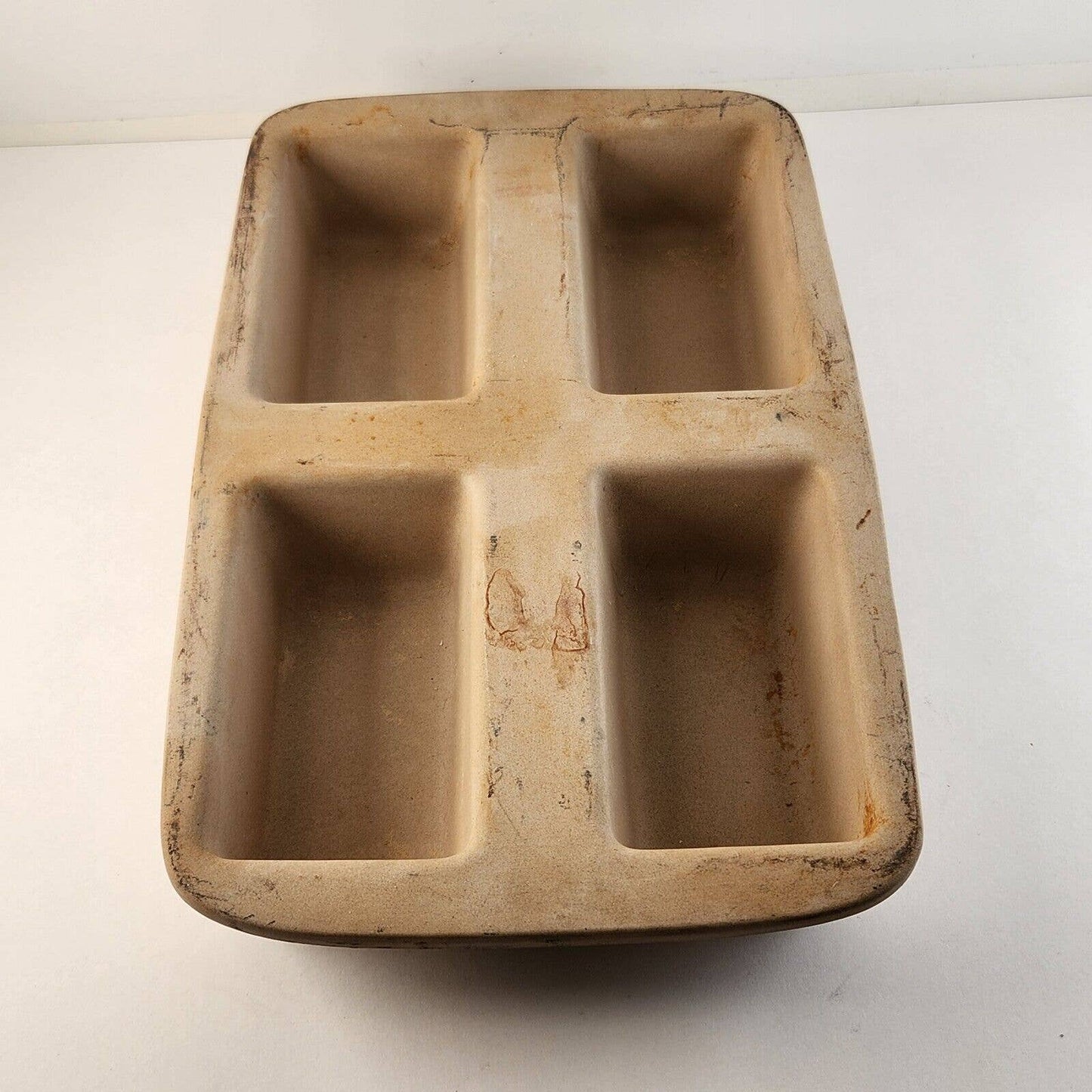 Pampered Chef 4 Loaf Mini Bread Baking Pan Family Heritage Stoneware Classic