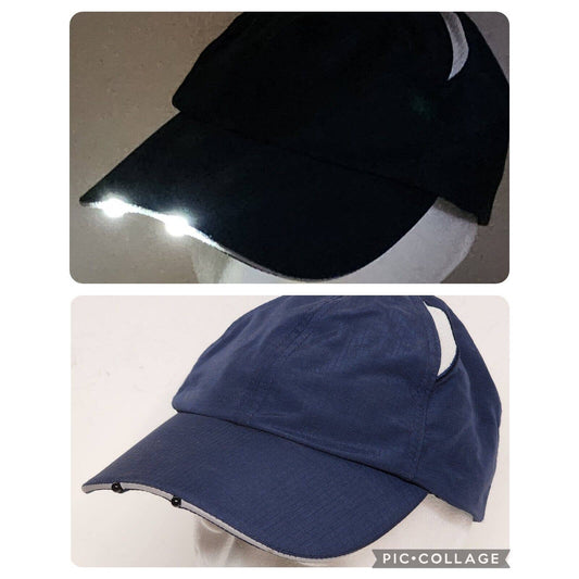 Panther Vision Cap Light Hook n Loop Navy Hat 2 LED Lights Built into the Brim