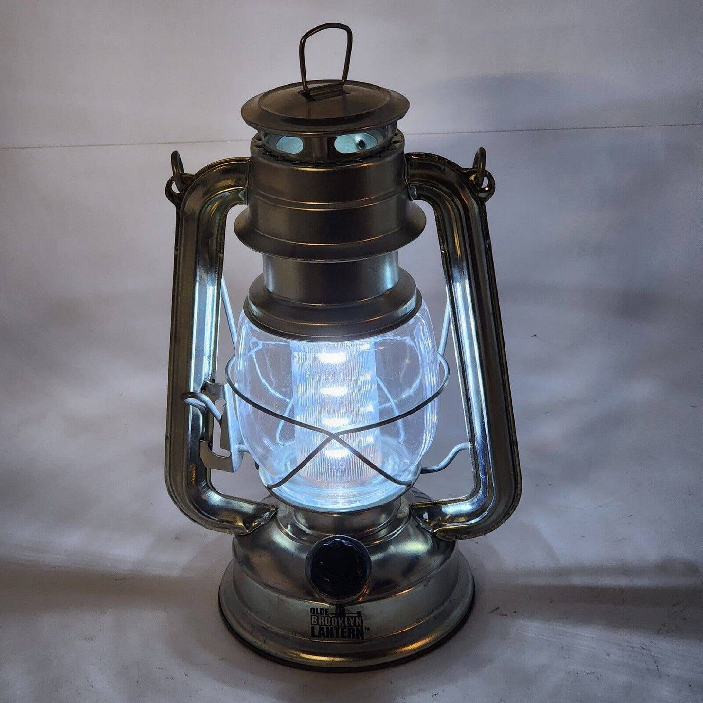 Olde Brooklyn Lantern LED Light Battery Powered Dimmable Appears Kerosene Style