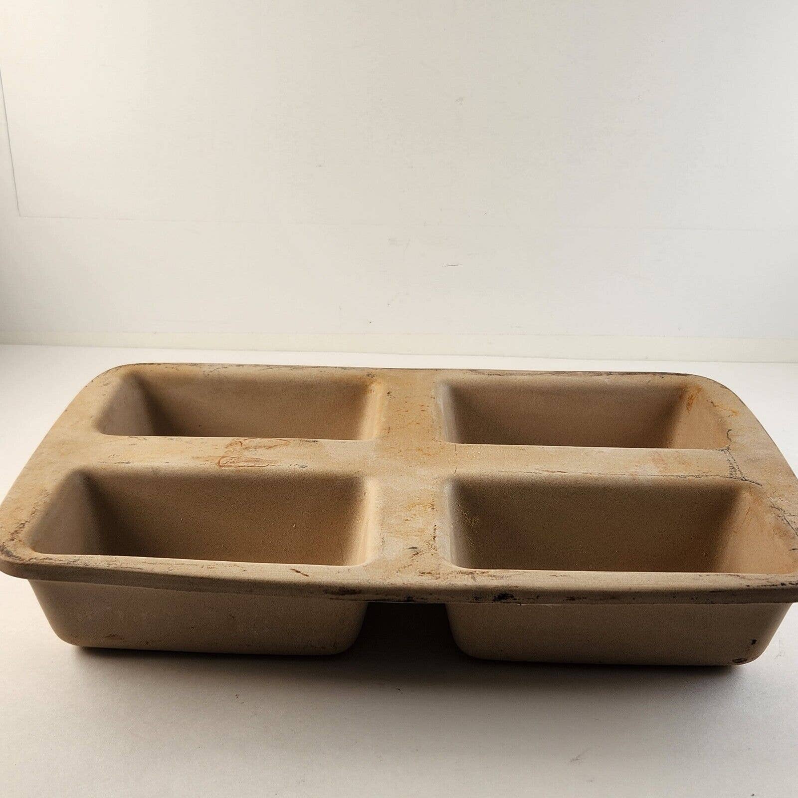 Pampered Chef 4 Loaf Mini Bread Baking Pan Family Heritage Stoneware Classic