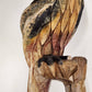 Very Tall Vintage Hand Carved All Wood Parrot 54" Faded Paint Split Base & Foot