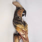 Very Tall Vintage Hand Carved All Wood Parrot 54" Faded Paint Split Base & Foot