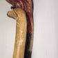 Very Tall Vintage Hand Carved All Wood Parrot 54" Faded Paint Split Base & Foot