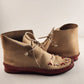 Moccasin Indian Boots with Beads and Thread Laces with Wood Bottoms Men Size 6