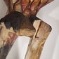 Very Tall Vintage Hand Carved All Wood Parrot 54" Faded Paint Split Base & Foot