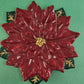 Poinsettia Candy Dish Trinket Bowl Red Green with Gold Ascents Signed BMS 8½" d