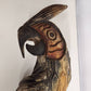 Very Tall Vintage Hand Carved All Wood Parrot 54" Faded Paint Split Base & Foot