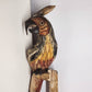 Very Tall Vintage Hand Carved All Wood Parrot 54" Faded Paint Split Base & Foot