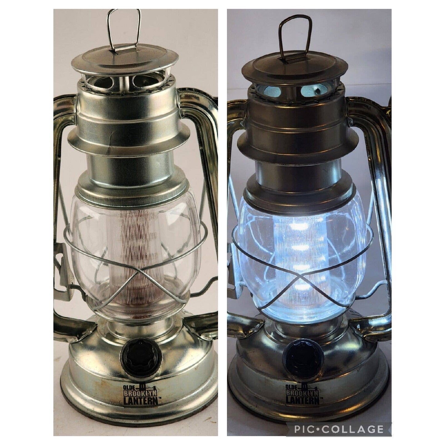 Olde Brooklyn Lantern LED Light Battery Powered Dimmable Appears Kerosene Style