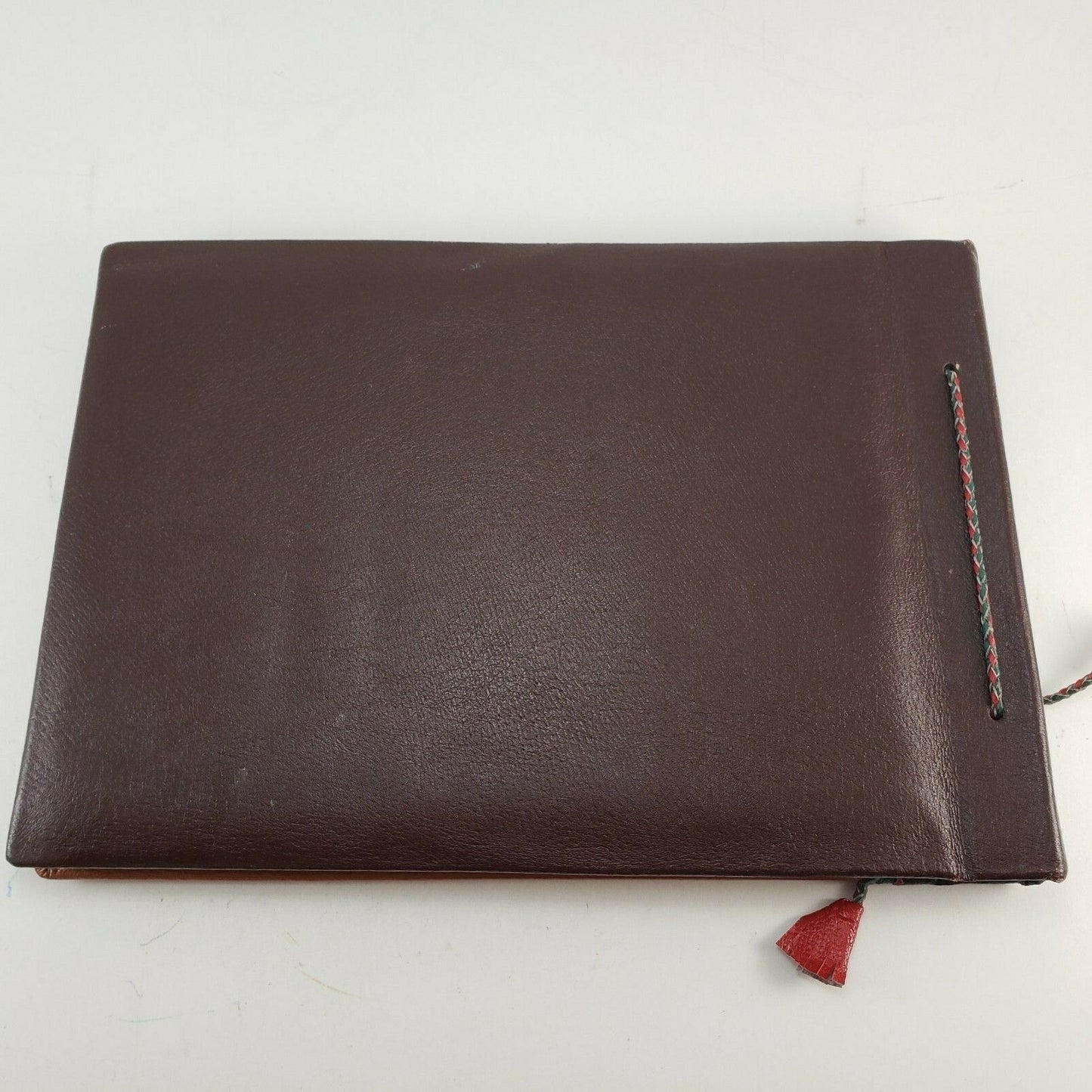 Leather Bohemian Photo Album Vintage Folk Art Scrapbook Tie Bound1960s Craft