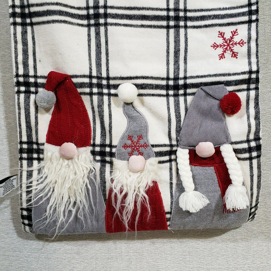 Nicole Miller Home Gnome Table Runner 72” X 16” Rare Black & White Flannel NWT