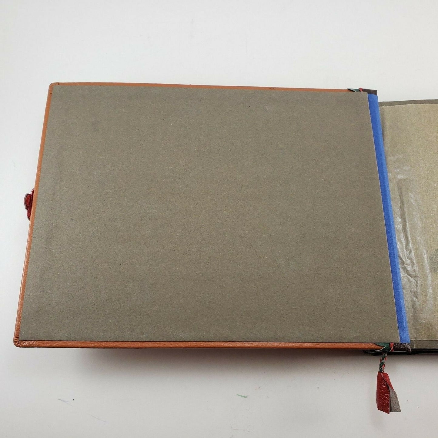 Leather Bohemian Photo Album Vintage Folk Art Scrapbook Tie Bound1960s Craft